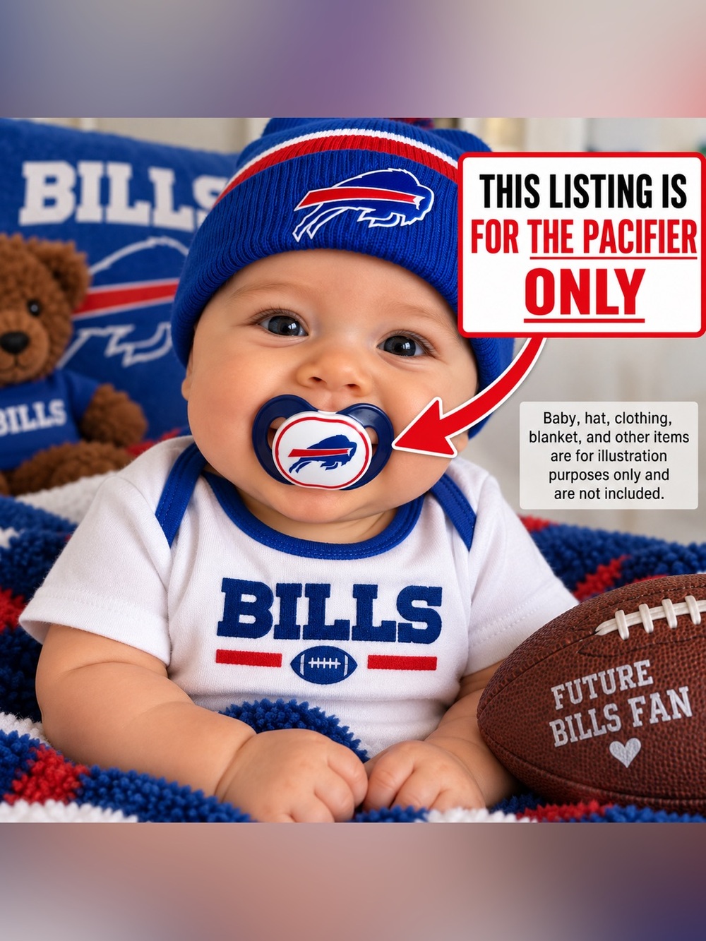 Buffalo Bills NFL Baby Fanatic 2-Pack Orthodontic Pacifiers BPA-Free 3+ Mo